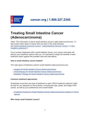 Treating Small Intestine Cancer (Adenocarcinoma) (Note: This Information Is About Small Intestine Cancers Called Adenocarcinomas