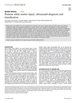 Preterm White Matter Injury: Ultrasound Diagnosis and Classification