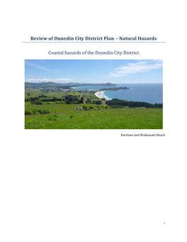 Review of Dunedin City District Plan – Natural Hazards Coastal Hazards Of