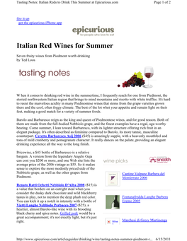 Italian Red Wines for Summer