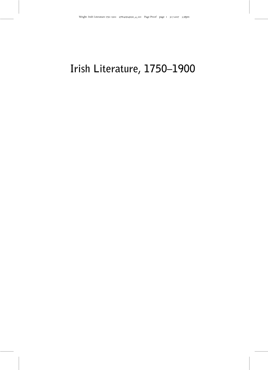 Irish Literature, 1750–1900