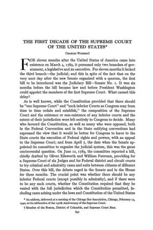 The First Decade of the Supreme Court of the United States*