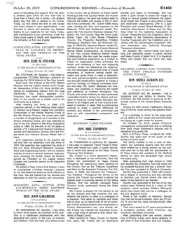 CONGRESSIONAL RECORD— Extensions of Remarks E1463 HON