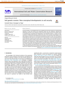 New Conceptual Developments in Soil Security