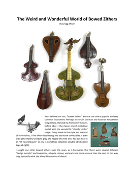 The Weird and Wonderful World of Bowed Zithers by Gregg Miner