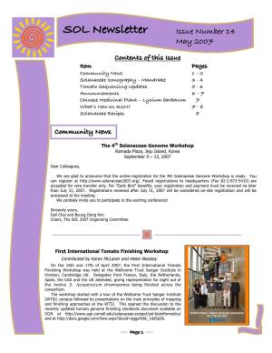 SOL Newsletter Issue Number 14 May 2007