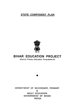 State Component Plan Bihar Education Project Dpep-Iii
