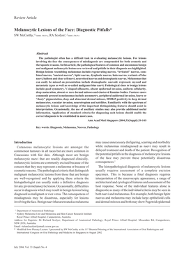 Melanocytic Lesions of the Face—SW Mccarthy & RA Scolyer 3 Review Article