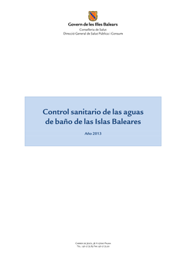 Control Sanitario De Las Aguas De Baño De Las Islas Baleares