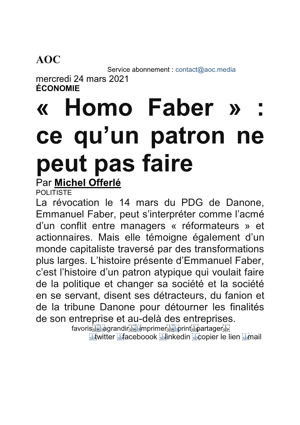 « Homo Faber » : Ce Qu'un Patron Ne Peut Pas Faire