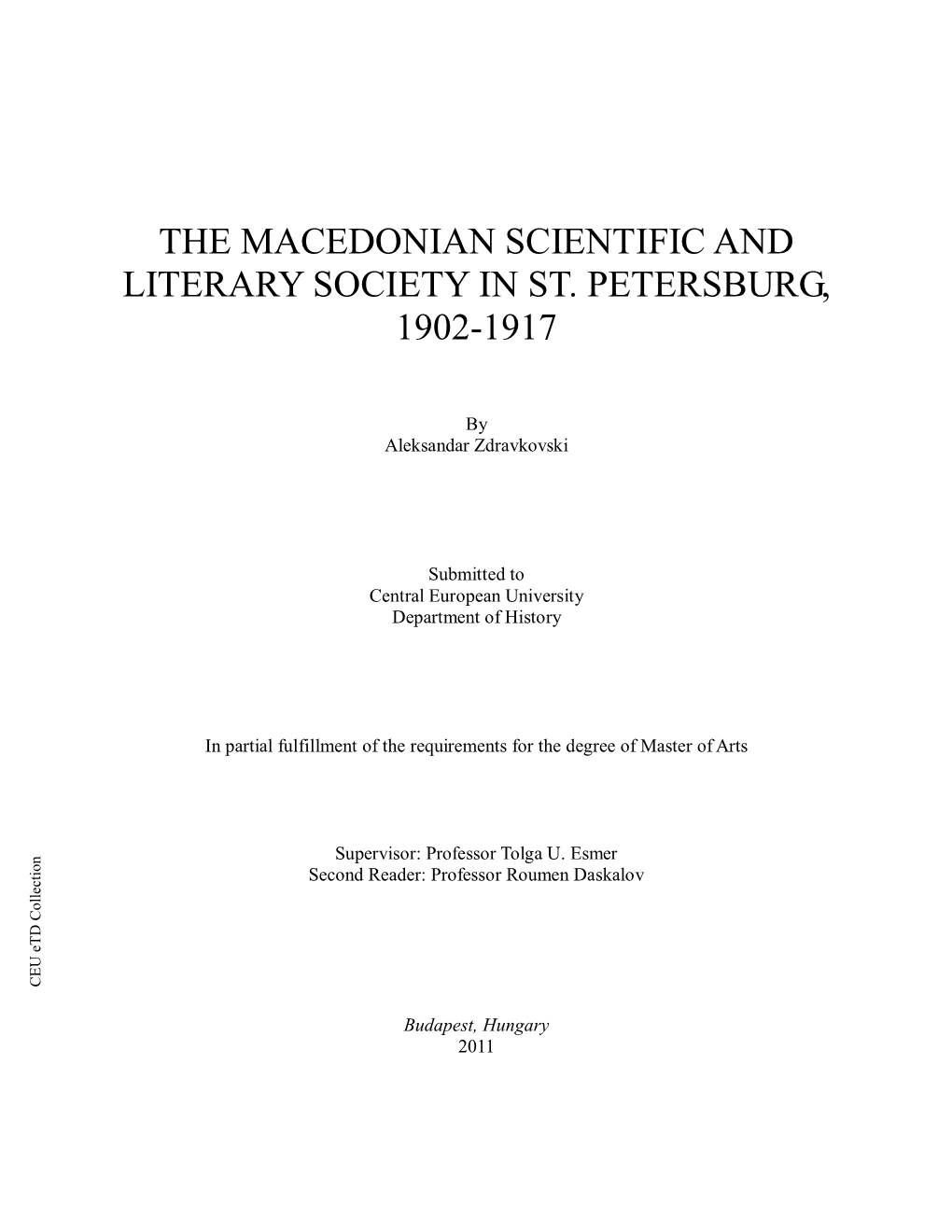The Macedonian Scientific and Literary Society in St. Petersburg, 1902-1917