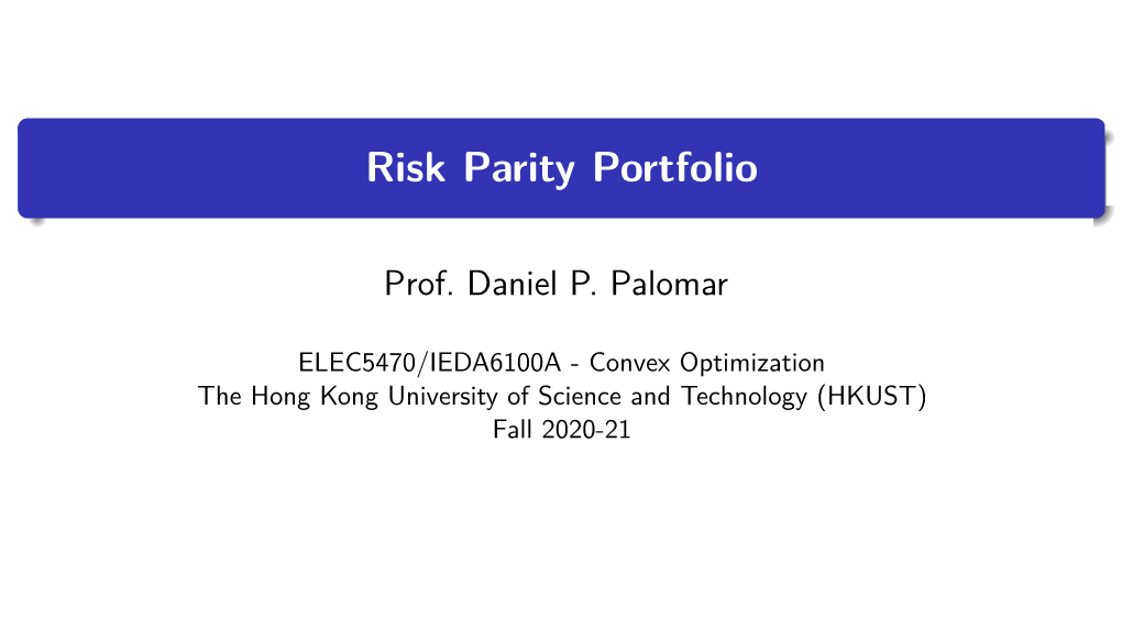 Risk Parity Portfolio