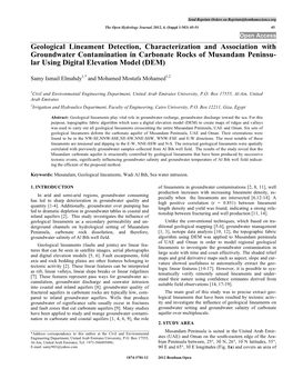 Geological Lineament Detection, Characterization and Association with Groundwater Contamination in Carbonate Rocks of Musandam P