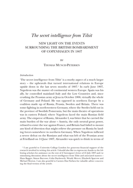 The Secret Intelligence from Tilsit