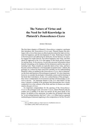 The Nature of Virtue and the Need for Self-Knowledge in Plutarch's Demosthenes-Cicero