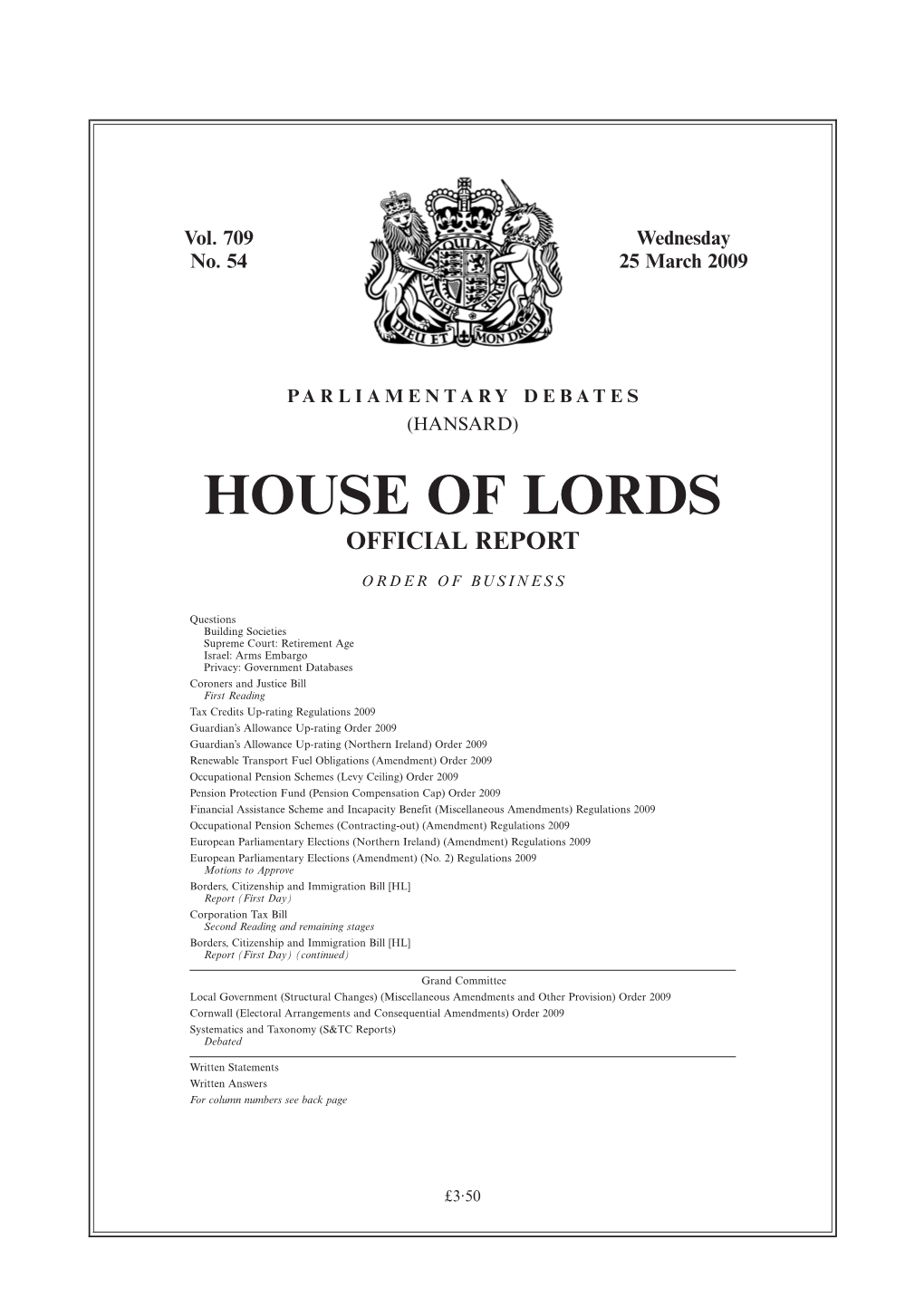 House of Lords Official Report