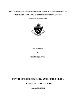 Phytochemical Evaluation, Bioassay Screening and Aerial Plant