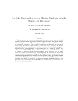 Search for Electron Neutrinos in Multiple Topologies with the Microboone Experiment