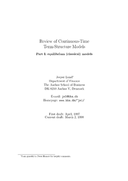 Review of Continuous-Time Term-Structure Models