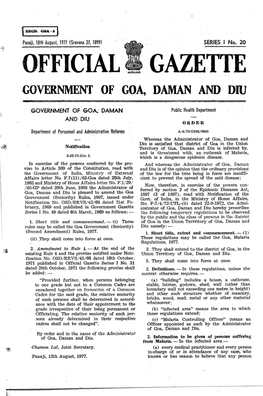Iofficial GAZETTE GOVERNMENT of GOA, DAMAN and DIU