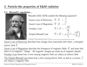 3. Particle-Like Properties of E&M Radiation