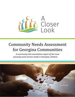 Community Needs Assessment for Georgina Communities a Community-Led Consultation Report of the Most Pressing Social Service Needs in Georgina, Ontario