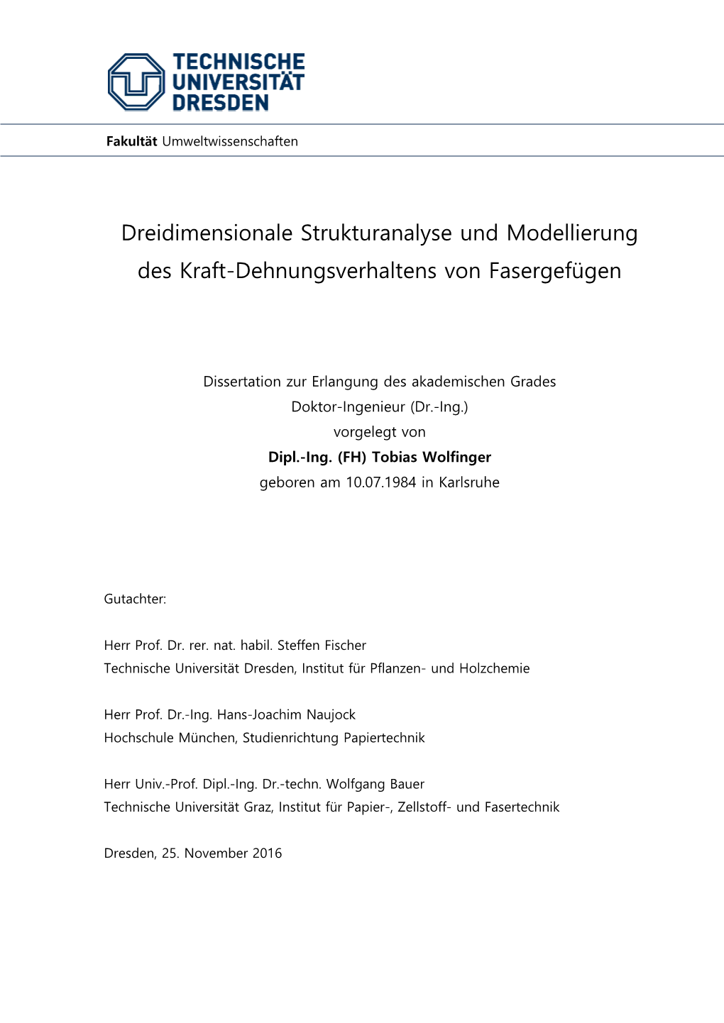 Dreidimensionale Strukturanalyse Und Modellierung Des Kraft-Dehnungsverhaltens Von Fasergefügen