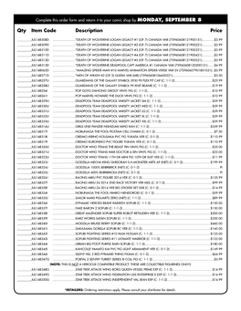 Print the PREVIEWS Plus #1143 Order Form