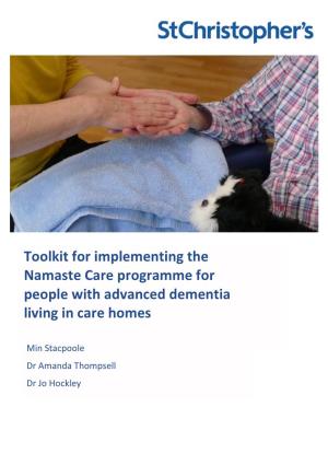 Toolkit for Implementing the Namaste Care Programme for People with Advanced Dementia Living in Care Homes