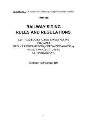 Railway Siding Rules and Regulations