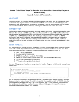 Four Ways to Reorder Your Variables, Ranked by Elegance and Efficiency Louise S
