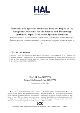 Network and Systems Medicine: Position Paper of the European