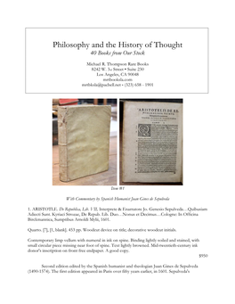 Philosophy and the History of Thought 40 Books from Our Stock