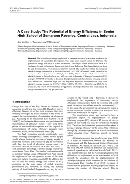 The Potential of Energy Efficiency in Senior High School of Semarang Regency, Central Java, Indonesia