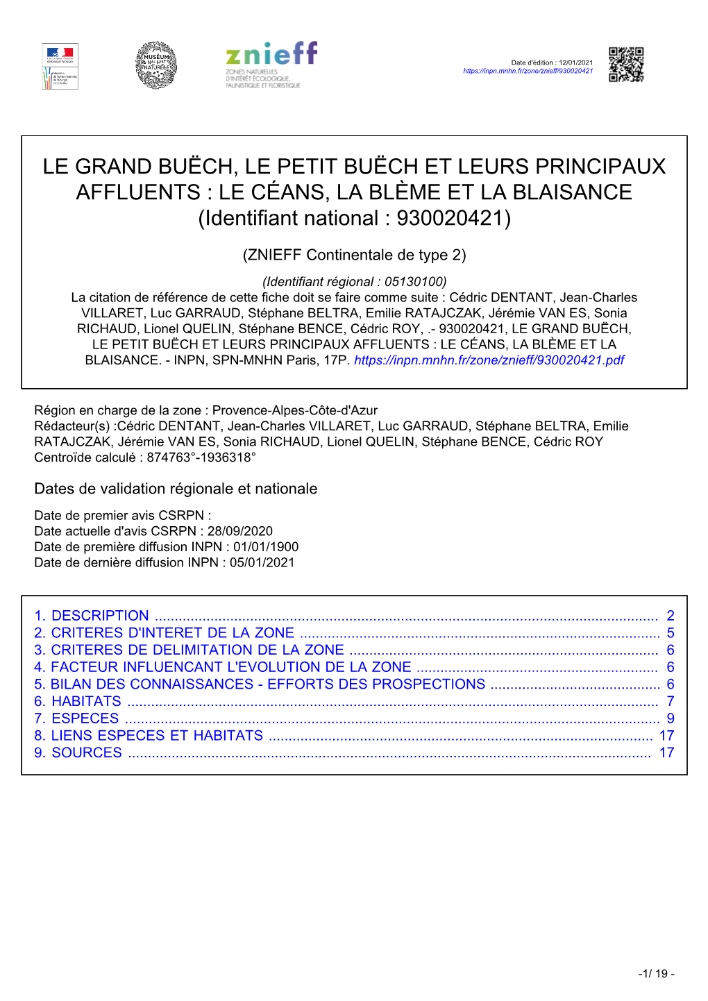 LE GRAND BUËCH, LE PETIT BUËCH ET LEURS PRINCIPAUX AFFLUENTS : LE CÉANS, LA BLÈME ET LA BLAISANCE (Identifiant National : 930020421)