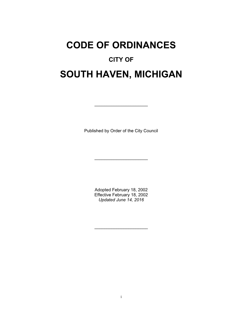 Code of Ordinances