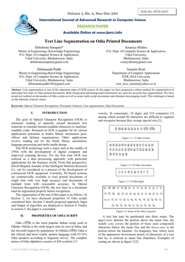 Text Line Segmentation on Odia Printed Documents Debabrata Senapati* Soumya Mishra Master in Engineering, (Knowledge Engineering) P.G