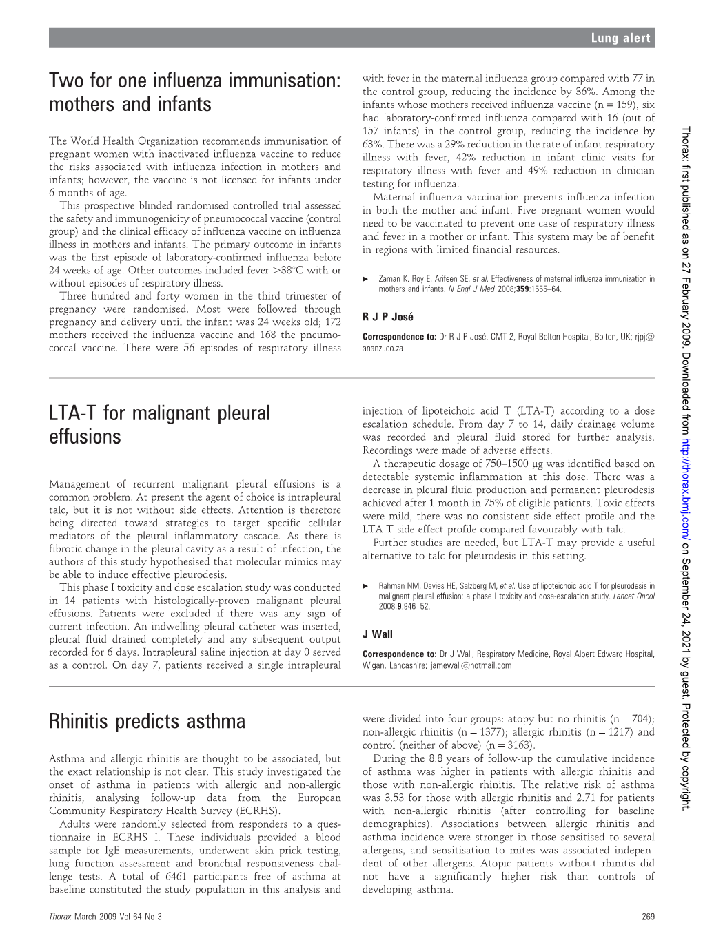 Two for One Influenza Immunisation: Mothers and Infants LTA-T For