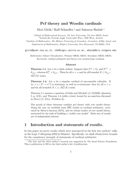 Pcf Theory and Woodin Cardinals 1 Introduction and Statements of Results