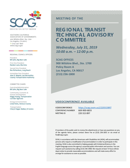 Regional Transit Technical Advisory Committee July 31, 2019 Full