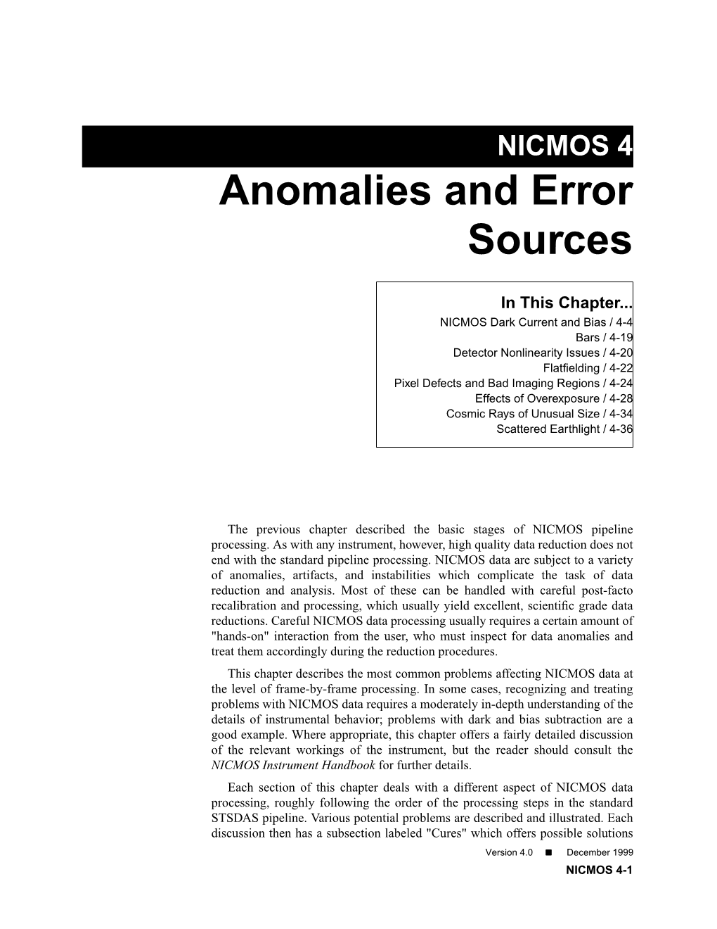 Anomalies and Error Sources