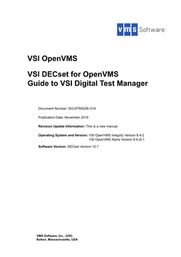 VSI Decset for Openvms Guide to VSI Digital Test Manager