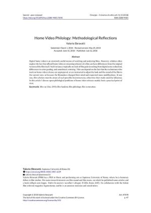 Home Video Philology: Methodological Reflections
