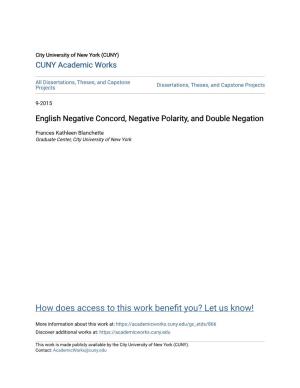 English Negative Concord, Negative Polarity, and Double Negation