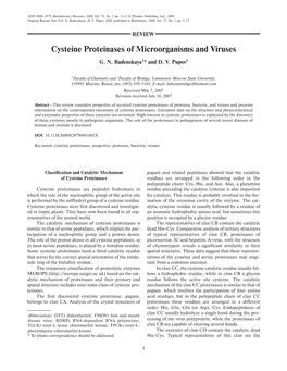 Cysteine Proteinases of Microorganisms and Viruses