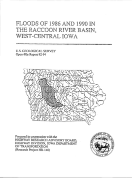 Floods of 1986 and 1990 in the Raccoon River Basin, West-Central Iowa