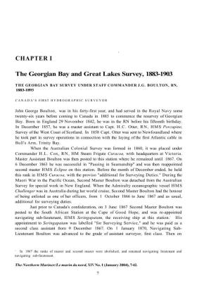 CHAPTER I the Georgian Bay and Great Lakes Survey, 1883-1903