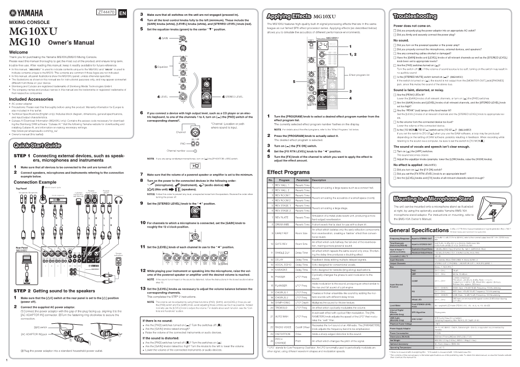 MG10XU/MG10 Owner's Manual