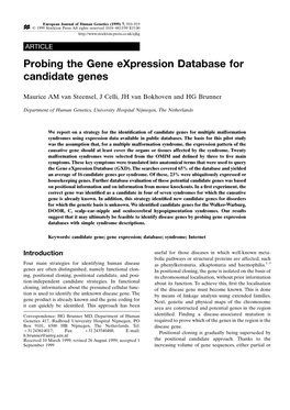Probing the Gene Expression Database for Candidate Genes