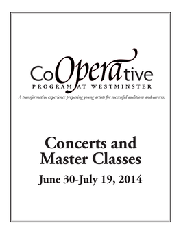 Concerts and Master Classes June 30-July 19, 2014